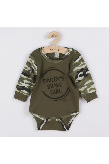 Dojčenské Body s dlhým rukávom pre deti Army girl