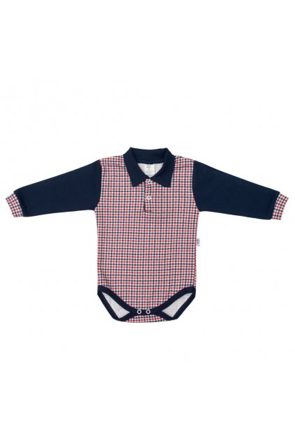 Dojčenské Polo body New Baby Checkered modré