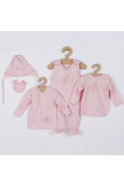 5-dielna súpravička New Baby Veveričky v krabičke ružová