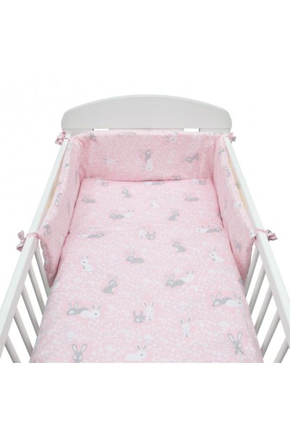 3-dielne posteľné obliečky New Baby 90/120 cm Králičky rúžové