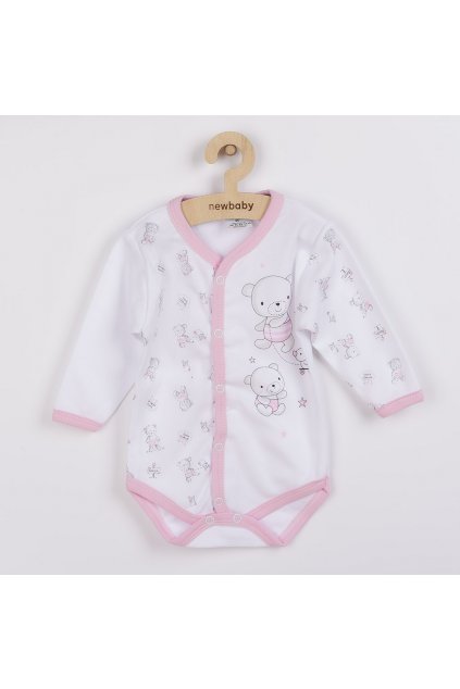 Dojčenské celorozopínacie body New Baby Bears ružové