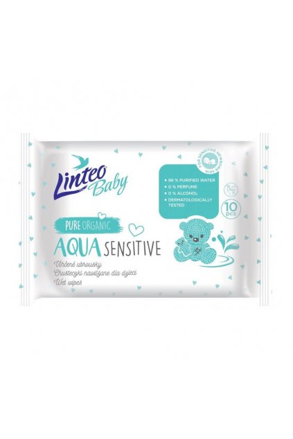 Detské vlhčené obrúsky Linteo Baby AQUA SENSITIVE 10 ks