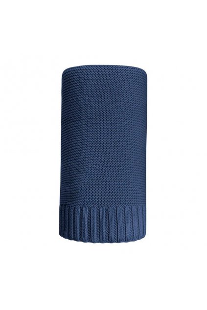 Bambusová pletená deka NEW BABY 100x80 cm tmavo modrá