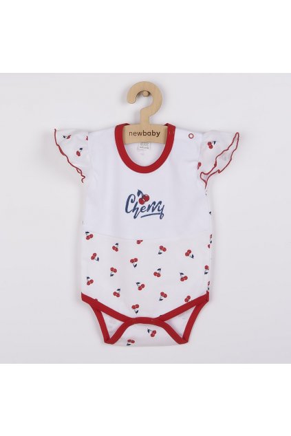 Dojčenské bavlnené body s krátkym rukávom New Baby Cherry