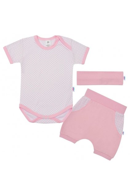 3-dielna letná bavlnená súprava New Baby Perfect Summer svetlo ružová