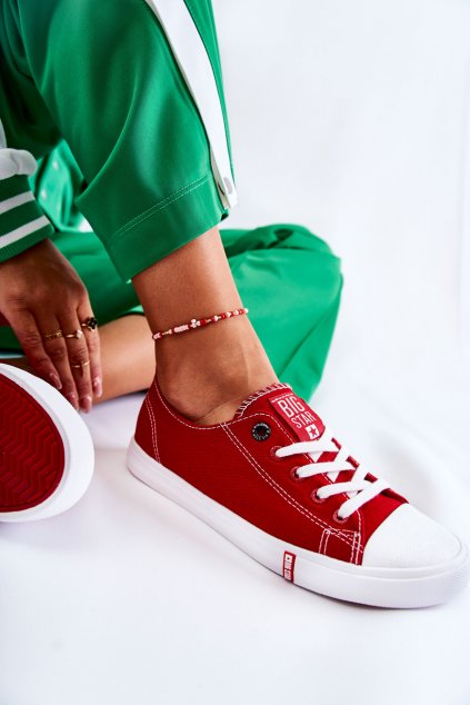 Dámske červené tenisky na nízkom podpätku z textilu kód obuvi TE- CCC -01-FF274089 RED : Naše topky dnes