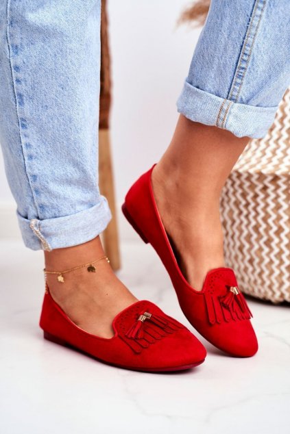 Dámske mokasíny farba červená kód obuvi FM051 RED
