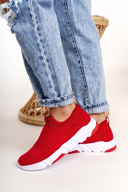 Dámske červené tenisky na platforme z textilu kód obuvi TE- CCC -01-DD274463 RED : Naše topky dnes