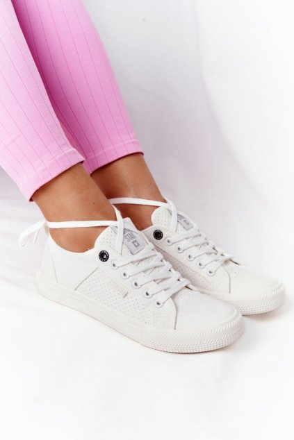 Dámske biele tenisky na nízkom podpätku z textilu kód obuvi TE- CCC -01-HH274017 WHITE : Naše topky dnes