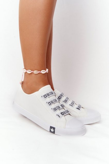 Dámske biele tenisky na nízkom podpätku z textilu kód obuvi TE- CCC -01-HH274094 WHITE : Naše topky dnes