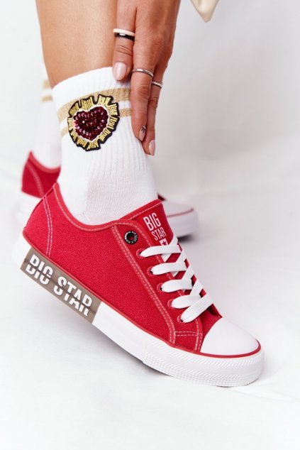 Dámske červené tenisky na nízkom podpätku z textilu kód obuvi TE- CCC -01-HH274115 RED : Naše topky dnes