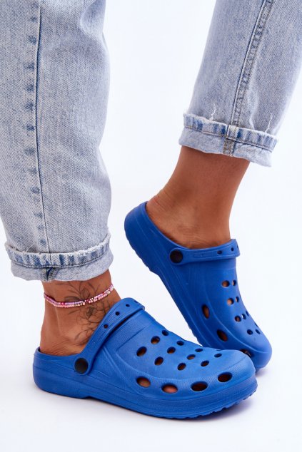 Dámske šľapky farba modrá kód obuvi A-002 BLUE