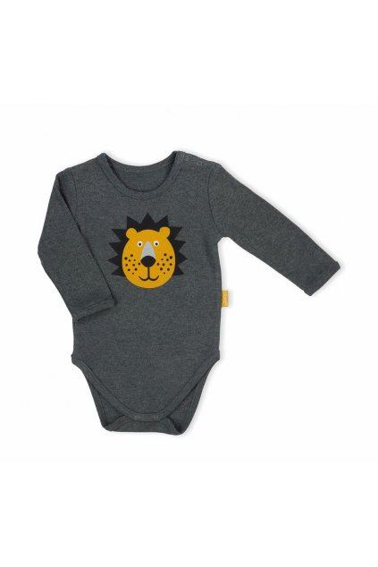Dojčenské body s dlhým rukávom Nicol Prince Lion sivé