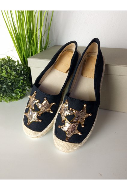 Čierne dámske čipkované espadrilky na zastavanej päte s platformou, kód produktu NJSK CV-353