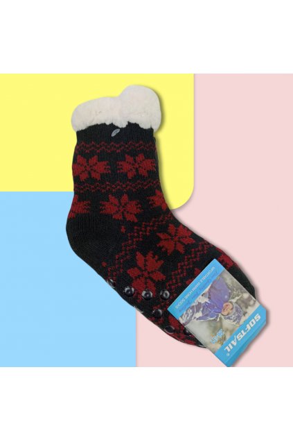 Detské zateplené ponožky s kožušinou čierne DN601 Black