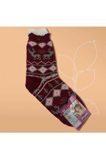 Dámske termo ponožky s kožušinou bordové DN045 Burgundy