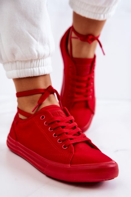 Dámske červené tenisky na nízkom podpätku z textilu kód obuvi TE- CCC -01-JJ274068 RED : Naše topky dnes