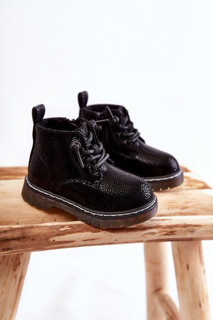Detské členkové topánky  čierne kód obuvi NQ710/711 BLACK