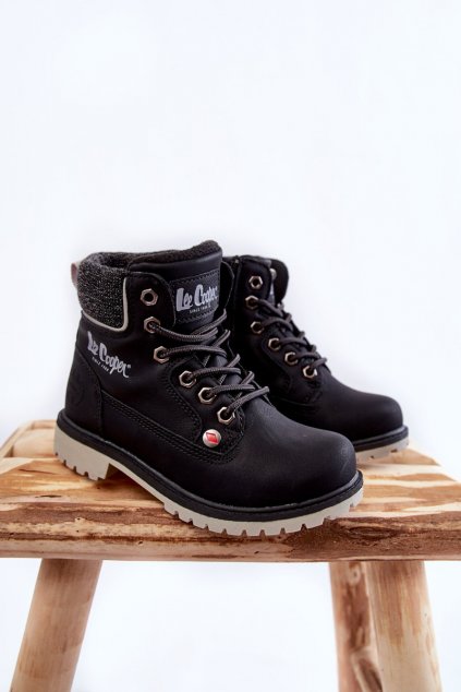 Detské členkové topánky  čierne kód obuvi LCJ-22-01-1491 BLACK