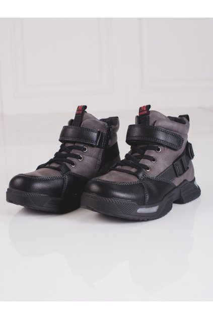 Sivé detské topánky bez opätku podpätku Shelvt kod CCC -1- B959-3C-B/G