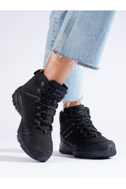 Čierne dámske trekingové topánky bez opätku podpätku Dk kod CCC -1- 1998B