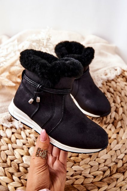 Detské snehule čierne kód obuvi BB374056BS BLK (Veľkosť 30)