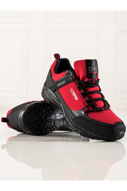 Červené pánske trekingové topánky bez opätku podpätku Dk kod 1096R-M