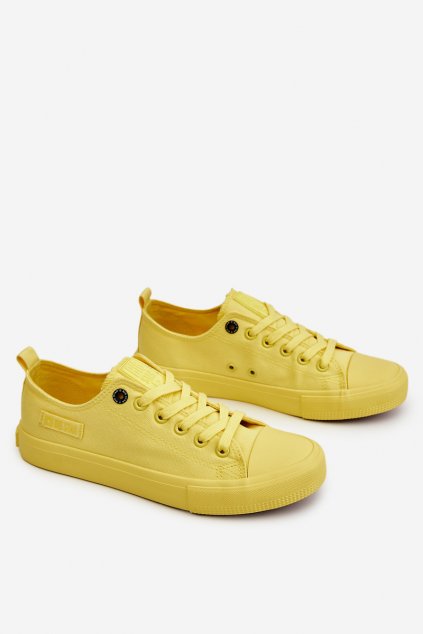 Dámske žltá tenisky na nízkom podpätku z textilu kód obuvi TE- CCC -01-LL274026 J.ŻÓŁTY : Naše topky dnes