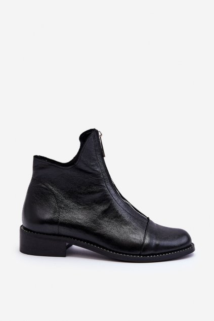 Členkové topánky na podpätku  čierne kód obuvi 2785/037 BLACK