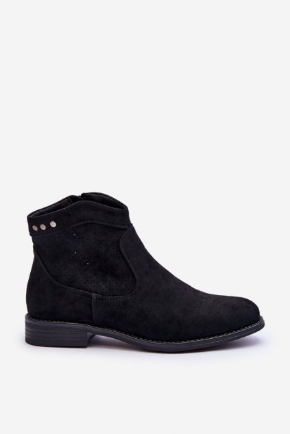 Členkové topánky na podpätku  čierne kód obuvi HY66-113 BLACK