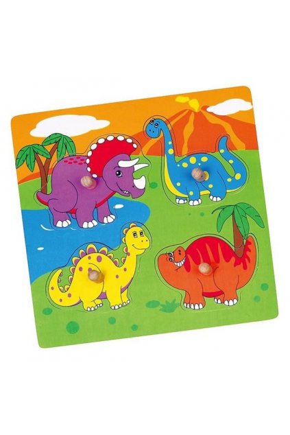 Drevené puzzle s úchytmi pre najmenších Viga Dino