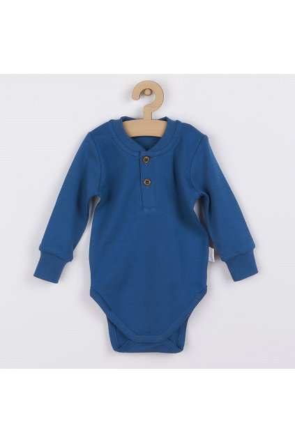 Dojčenské bavlnené body s dlhým rukávom  Ivo modrá