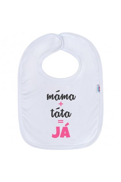 Detský podbradník New Baby máma+táta=JÁ ružový