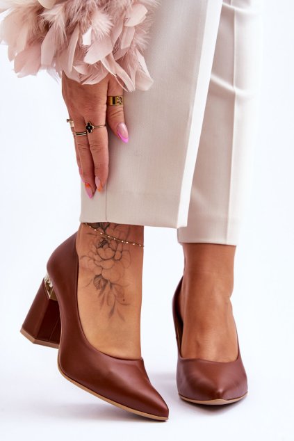 Kožené lodičky lewski 3117 hnede / 3117 KONIAK LICO (Veľkosť 34)