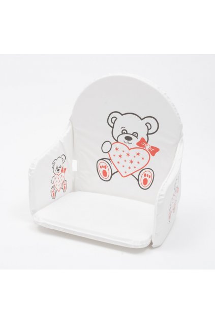 Vložka do drevených jedálenských stoličiek typu New Baby Victory biela medvedík a srdiečko