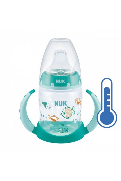 Dojčenská fľaša na učenie NUK s kontrolou teploty 150 ml zelená
