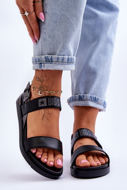 Dámske ploché Sandále big star ll274938 čierne / LL274938 CZARNY (Veľkosť 37)