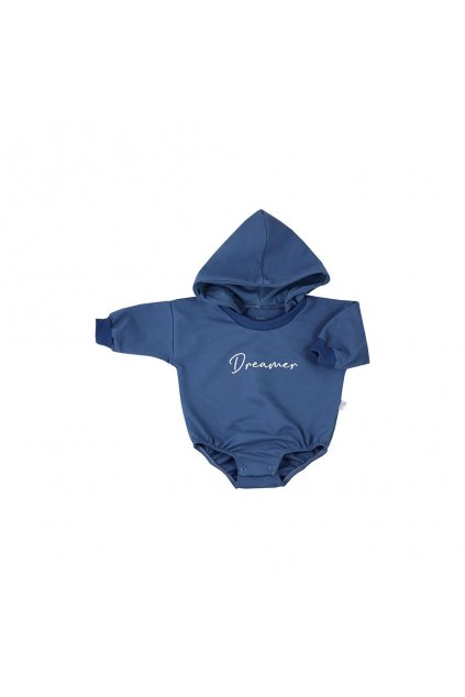 Dojčenské teplákové body s kapucňou baggy  Dreamer modrá