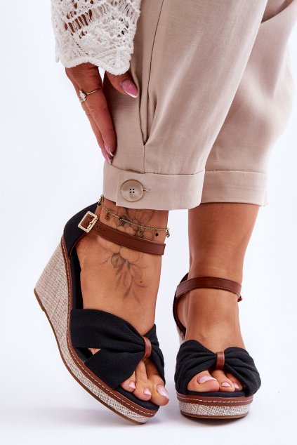 Dámske Sandále na podpätku čierne daphne / M338 BLACK (Veľkosť 39)