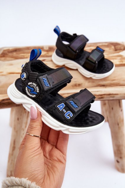 Detské sandále  čierne kód obuvi 249-B BLACK/BLUE