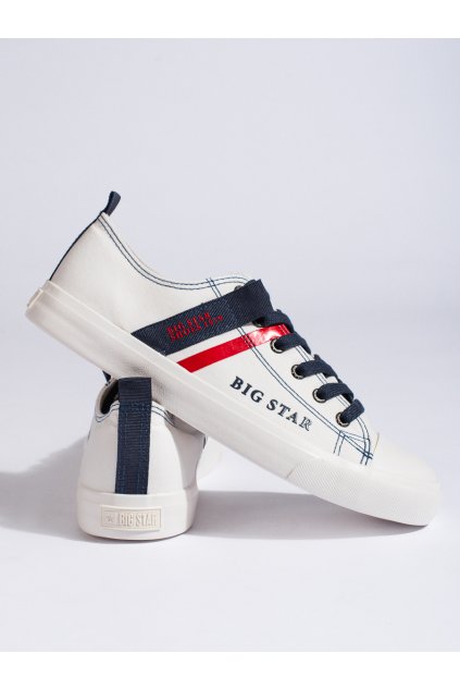 Biele pánske športové topánky bez opätku podpätku Big star shoes kod LL174005W-M