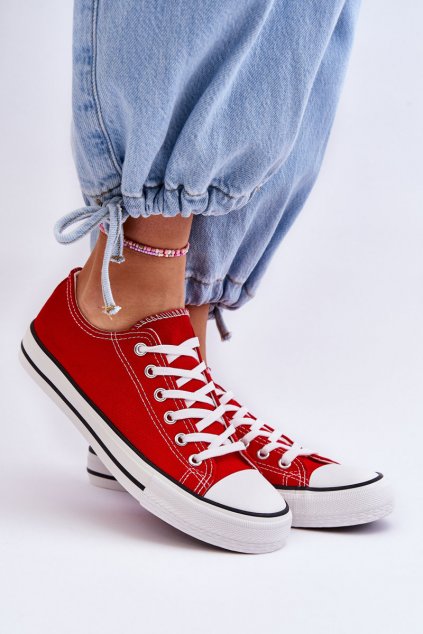 Dámske červené tenisky na nízkom podpätku z textilu kód obuvi TE- CCC -01-860-N RED : Naše topky dnes