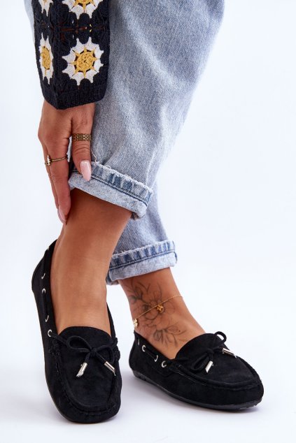 Dámske semišové mokasíny čierne si passione / FT246 NERO (Veľkosť 36)