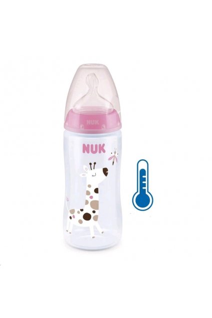 Dojčenská fľaša NUK FC+Temperature Control 300 ml BOX-Flow Control cumlík pink