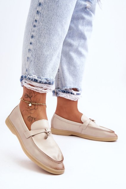 Dámske klasické mokasíny bežové cortez / E722 BEIGE (Veľkosť 36)