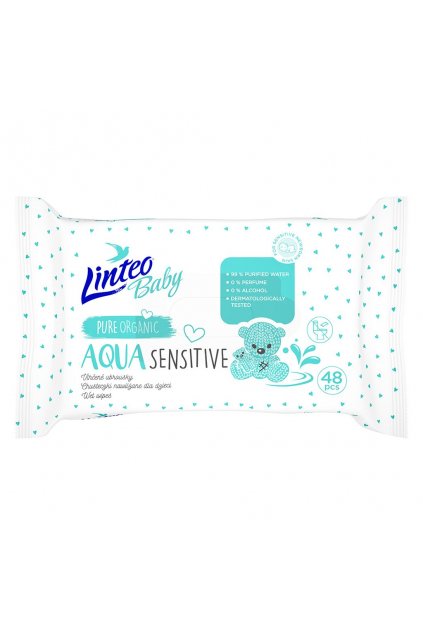 Detské vlhčené obrúsky Linteo Baby AQUA SENSITIVE 48 ks