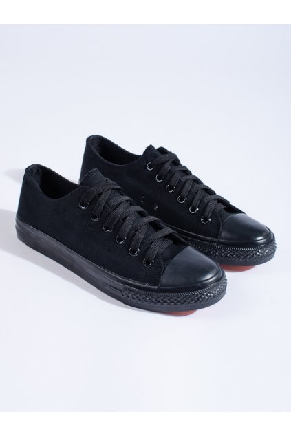 Čierne pánske športové topánky bez opätku podpätku Shelovet kod WQ-800ALL.B-M
