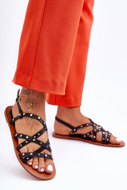 Dámské Sandály S Ozdobami Černá Alemona (Veľkosť 37)