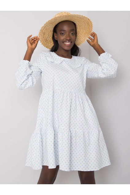 Dámske bielo-svetlomodre šaty s volánom kód produktu 15- TemU - 1-123-SK-187576.40P