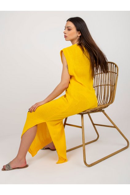 Dámske tmavo-žlte šaty pletene dizajnove kód produktu 15- TemU - 1-BA-SK-9002.12